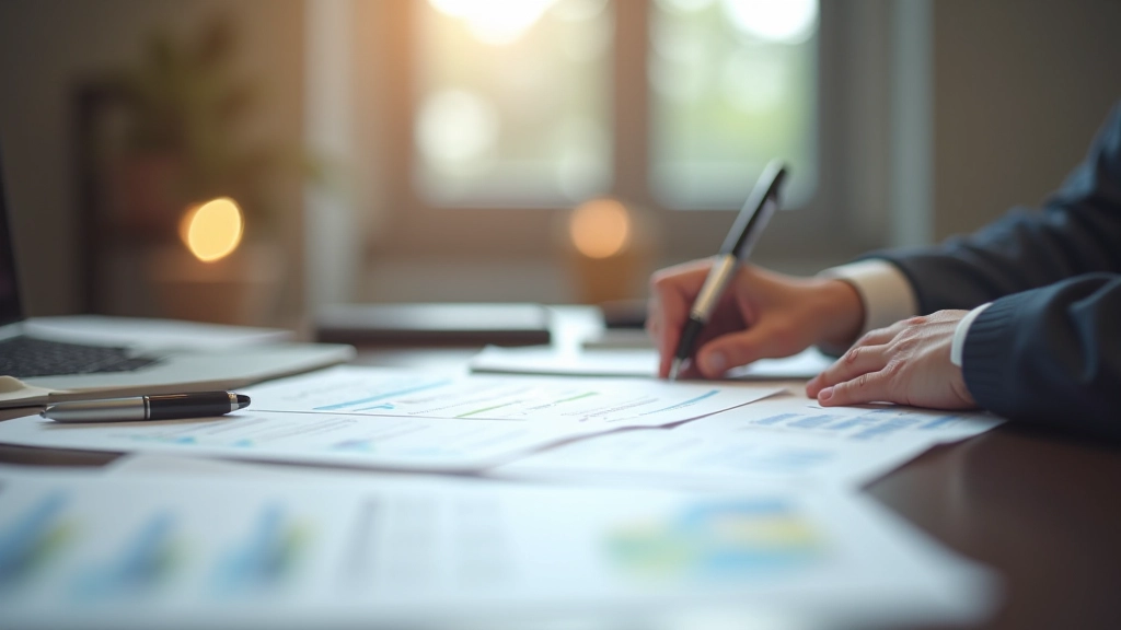 Documents notariaux et données de transactions immobilières sur bureau professionnel