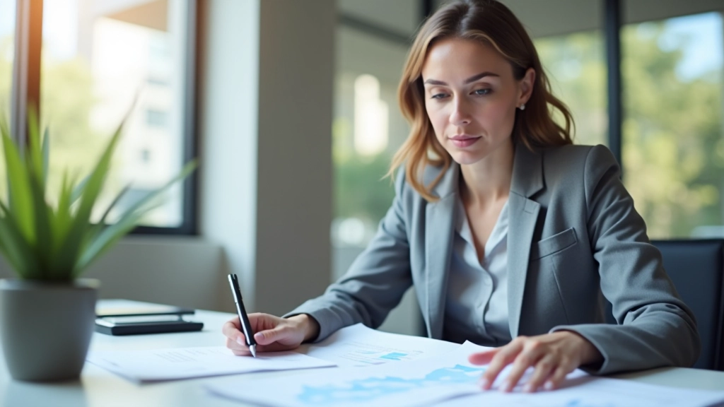 Analyste examinant des graphiques et tableaux statistiques sur écran de bureau professionnel